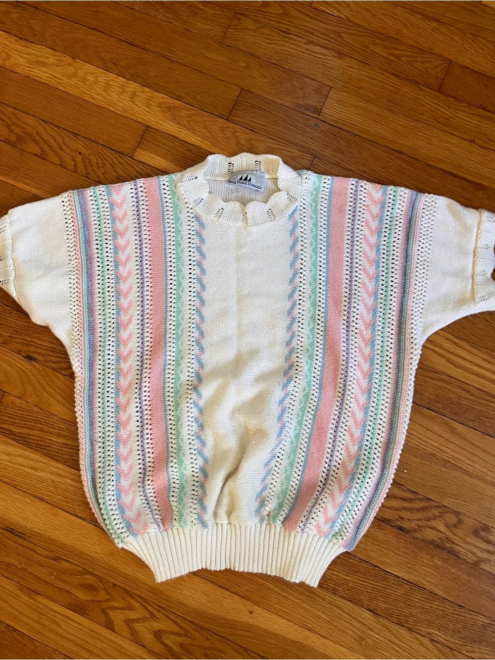 Vintage 80’s Cream Pastel Stripe Knit Sweater